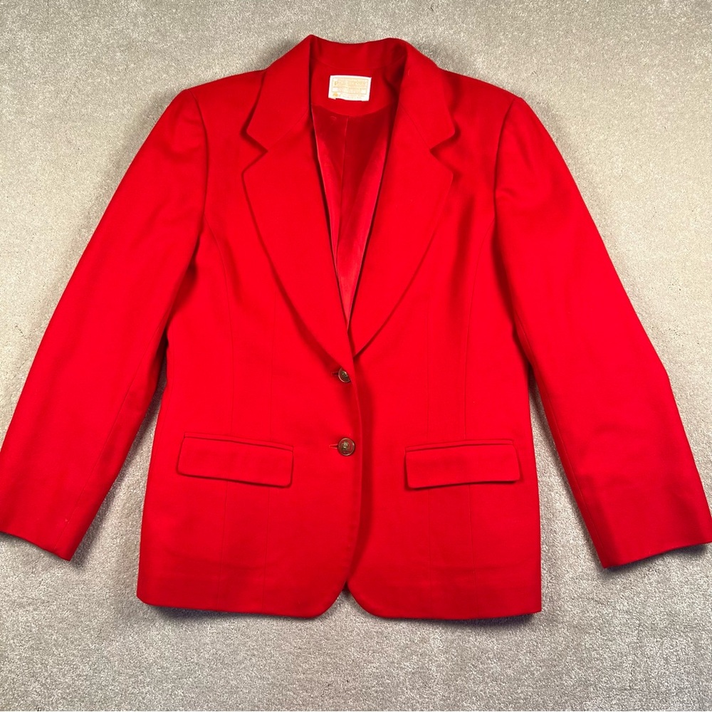 Pendleton Vintage Red Blazer Wool Red/Gold‎ Buttons women's 12